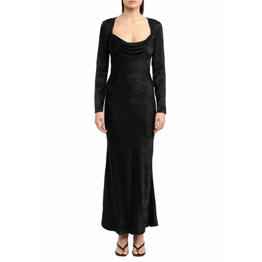 SIGNIFICANT OTHER Yves Maxi Dress Black Jacquard Long Sleeve Occasion Size 8